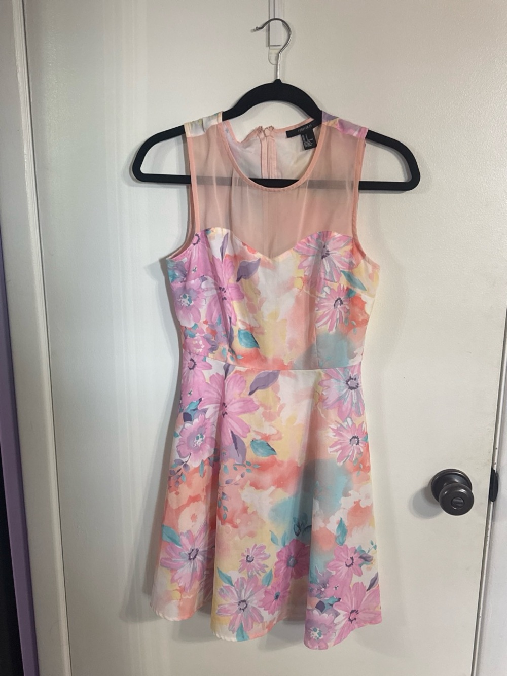 Forever 21 Pastel Floral Fit & Flare Dress - Pink Multi